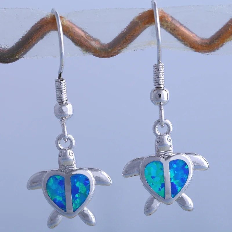 JLE1467 Cute Little Turtle Earrings Show Whitem Opal  Ladies Fashion Jewelry