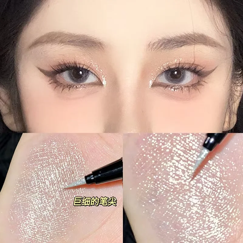 Highlighting Liquid Eyeliner,Aegyo Sal Shimmer Natural Pearlescent Eyeshadow Stick,Eyeliner Glitter Eye Highlight Pen Eye Makeup