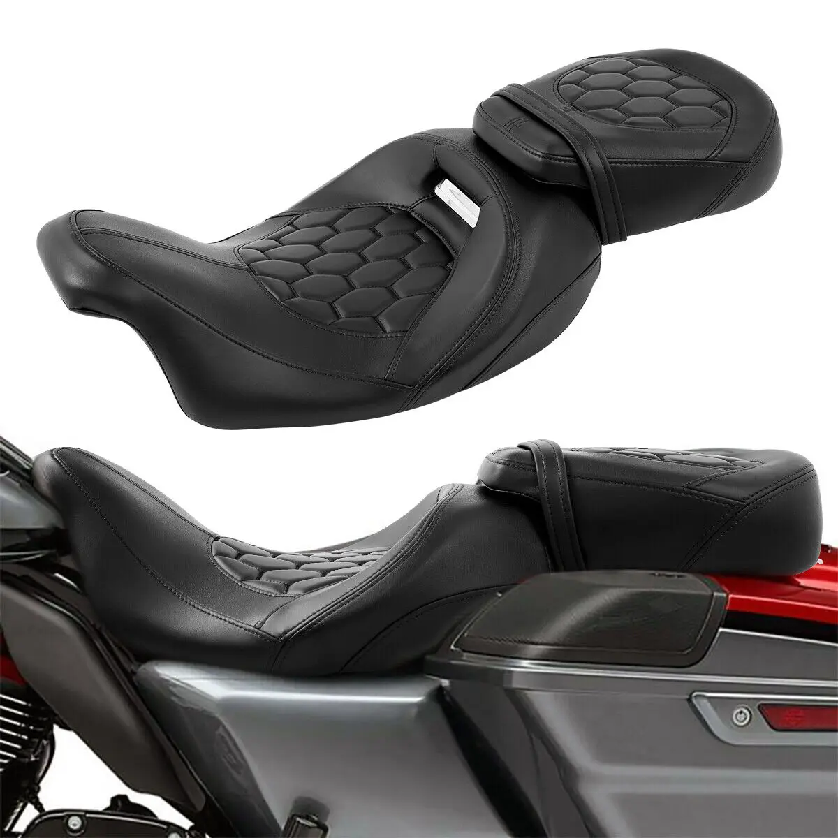 Motorcycle Driver Passenger Seat For Harley Touring CVO Road King Street Glide Road Glide Electra Glide Standard FLHT 2009-2023