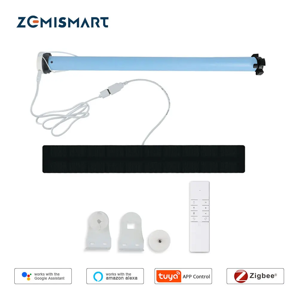 Zemismart Tuya Zigbee Electric Roller Shade Blinds Motor Bulit in Battery for 37 38mm Tube Alexa Google Home Voice Control