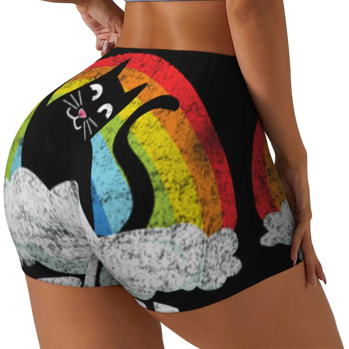 

Пользовательские забавные шорты для бега Death Metal Cat в подарок Радуга Heavy Metal для женщин, шорты для бега в тренажерном зале, спортивные шорты для волейбола, байкера, йоги