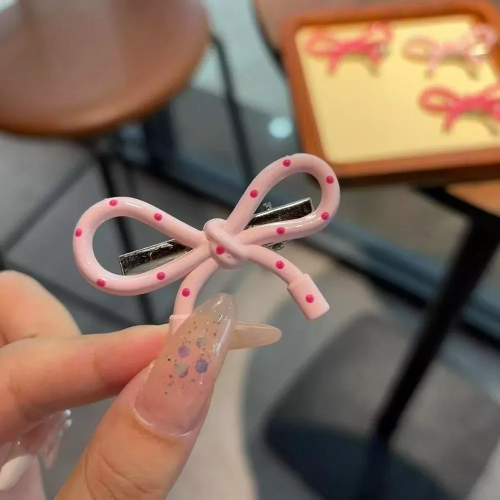 

2Pcs Fashion Bow Hair Clip Elegant Colorful Polka Dot Hair Side Clips Sweet Duckbill Clip Hair Accessories