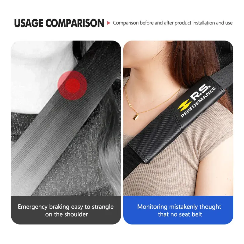 For Renault Leather Splicing Car Seat Belt Shoulder Pad Velcro Universal RS Kadjar Captur Clio Megane 2 3 4 RS Koleos Logan - view 3