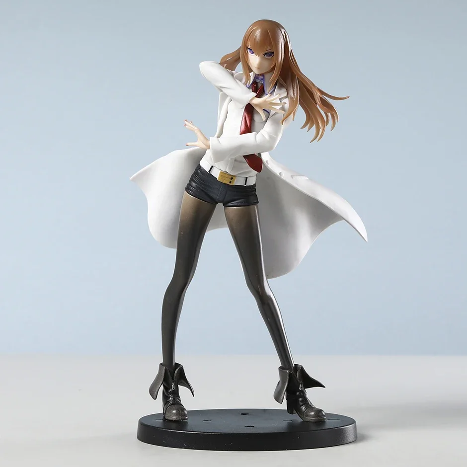 21.5cm Steins Gate Makise Kurisu White Coat Style PVC Figure Model Anime Collection Toy Gift