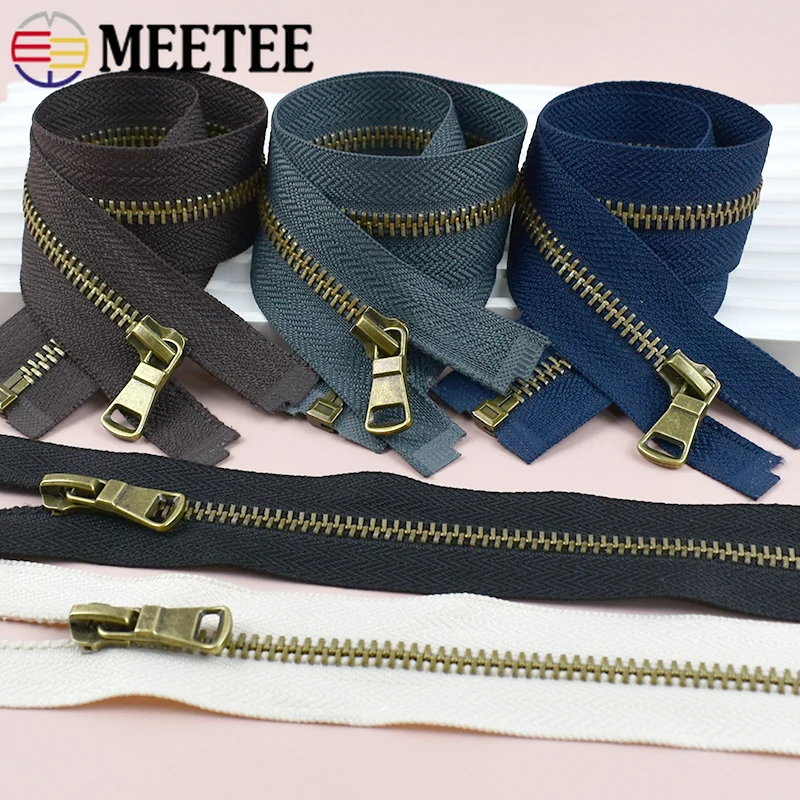 

2Pcs 5# Meetee 40/50/60/70/80cm Bronze Metal Zippers Backpack Open-End Zips Jacket Decor Zipper Clothes Sewing Ziper Repair Kit