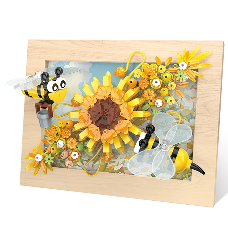 Insect building block picture frame, children's three-dimensional DIY building block toy with magnetic suction function desktop