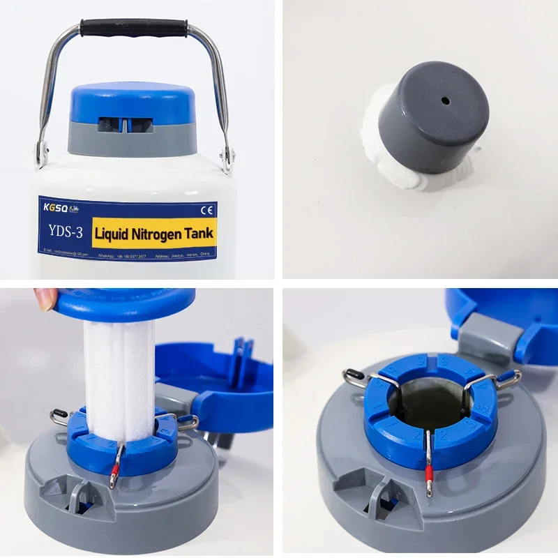 Contenedor de almacenamiento de especias para cría de ganado Cryo Dewar de 2 litros, contenedor de nitrógeno líquido portátil