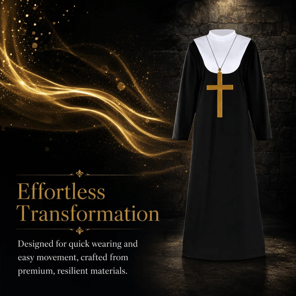 Full Length Virgin Mary Costume Vintage Style Long Dress Long Robe Costume Fancy Dress Retro Design Nun Costume Stage Show