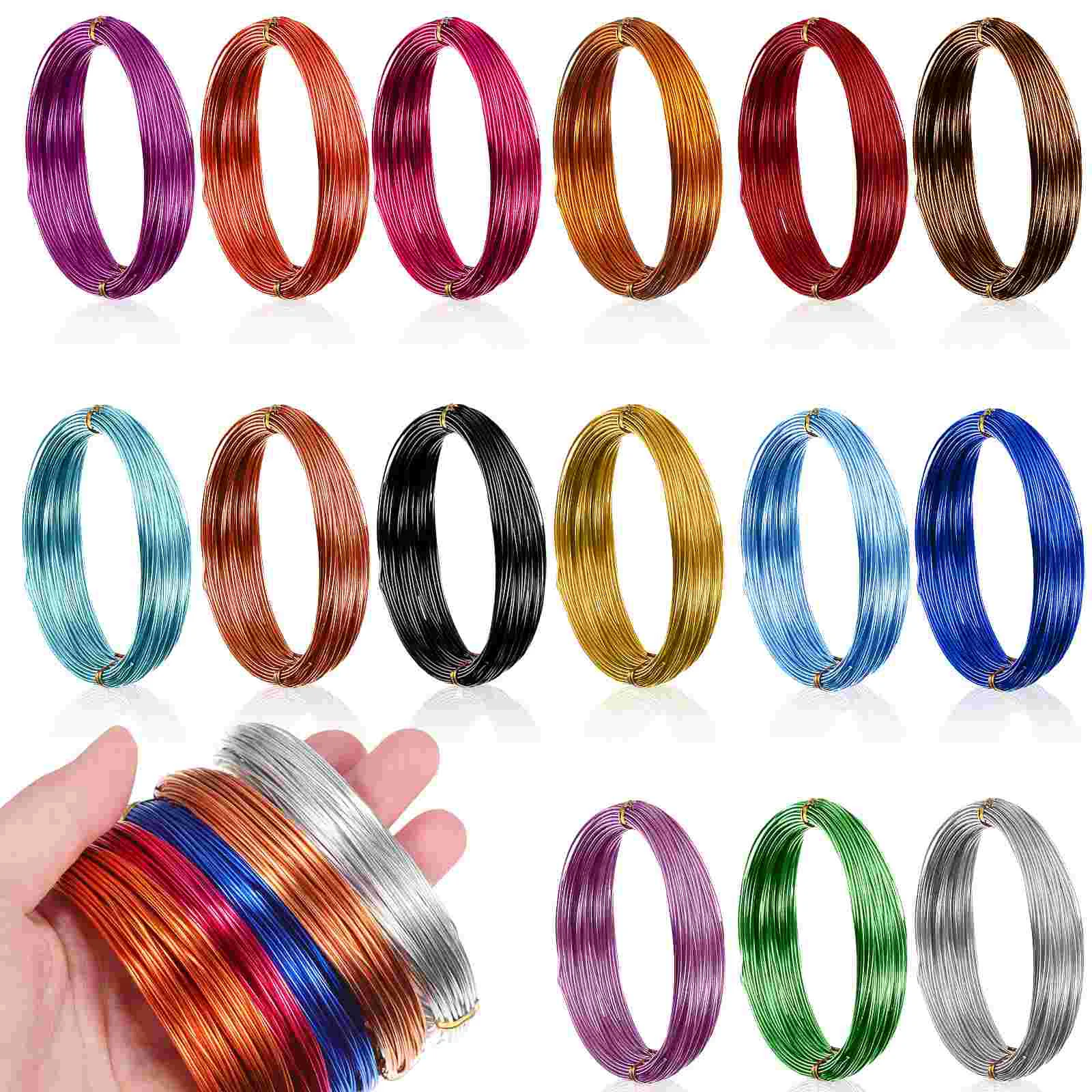 15 Rolls Aluminum Wire Jewelry Beading Trinkets Flexible Craft Colored for Making