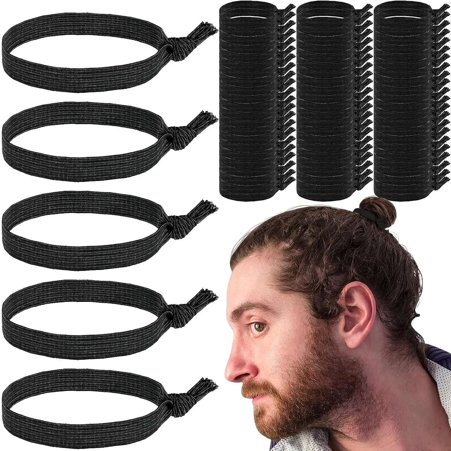 

Mens Hair Ties No damage Crease Breakage Men with Long Hair For Buns Curly Thick Elastic Hair Ties For Guys Perfect hairtie