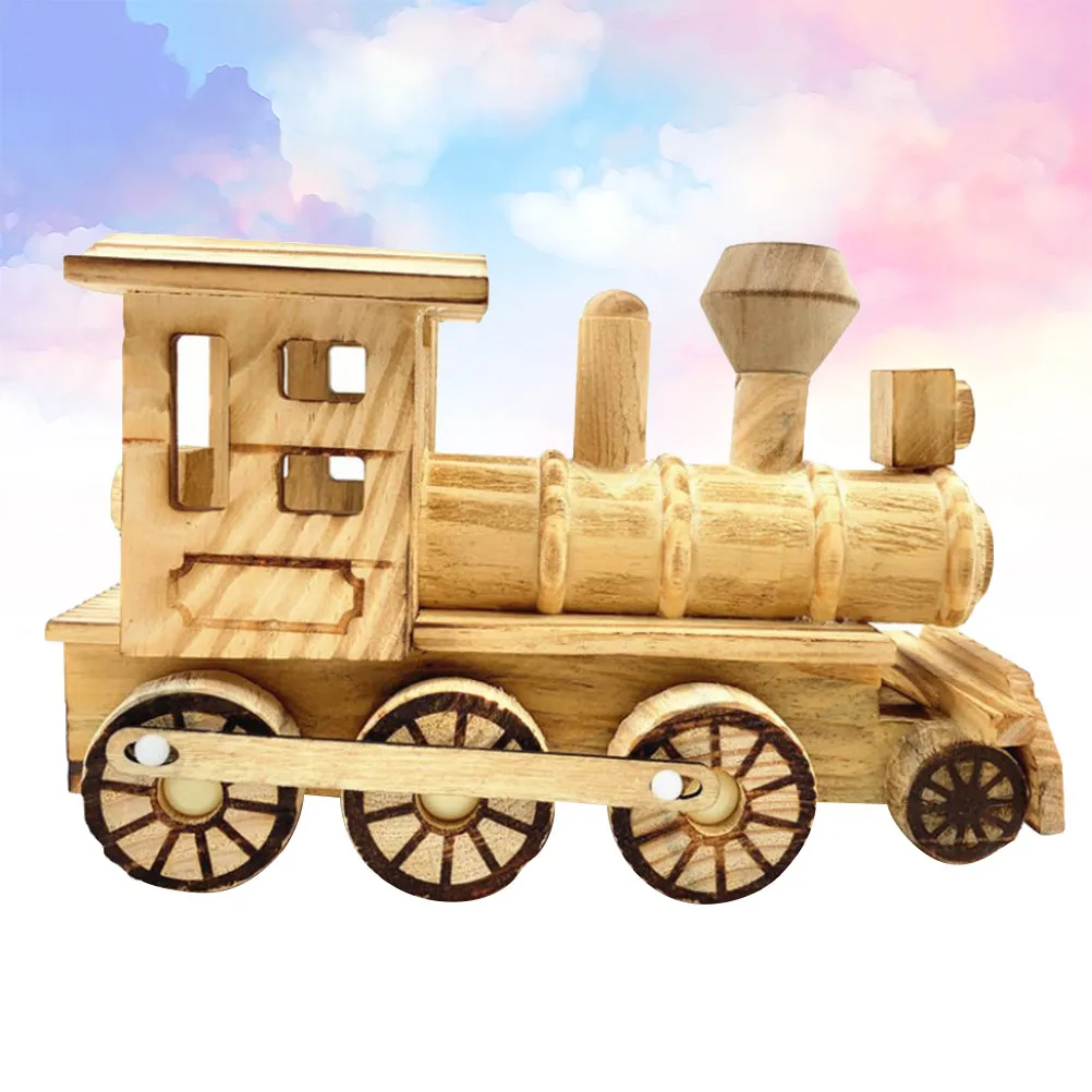 

1Pcs Wooden Locomotive Desktop Adornment Retro Vintage Train Craft for Kids Room Home Office Decoration Wood Ornament Creative