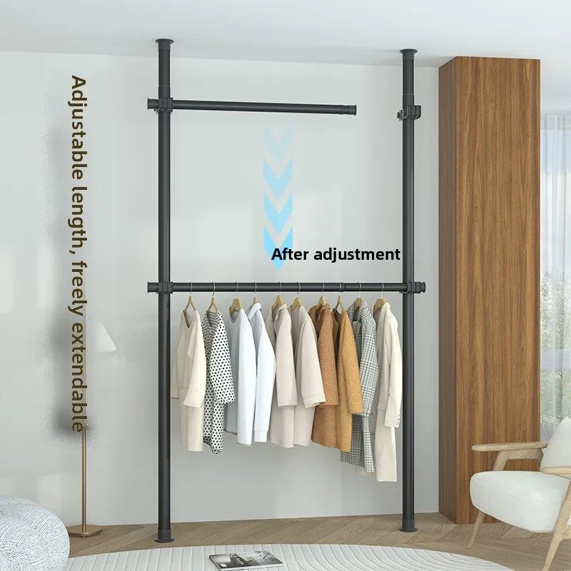 

Foldable Floor-Mounted Clothes Drng Ra Bedroom Balcony Simple Storage Coat Hanger Retractable No-Punching Needed