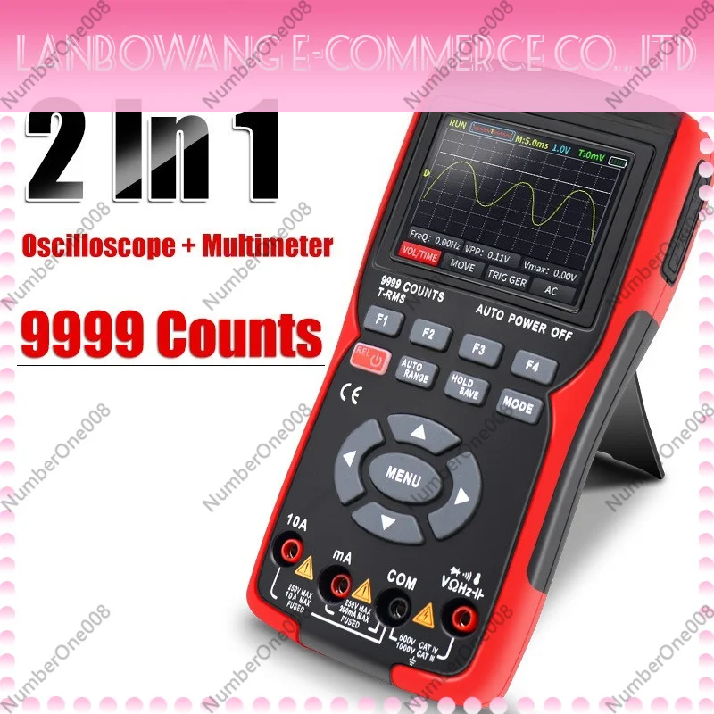2 in 1 Handheld Oscilloscope Multimeter 10MHz 48MSa/s Waveform Signal Generator Tester 9999 Counts for Electronic Repair