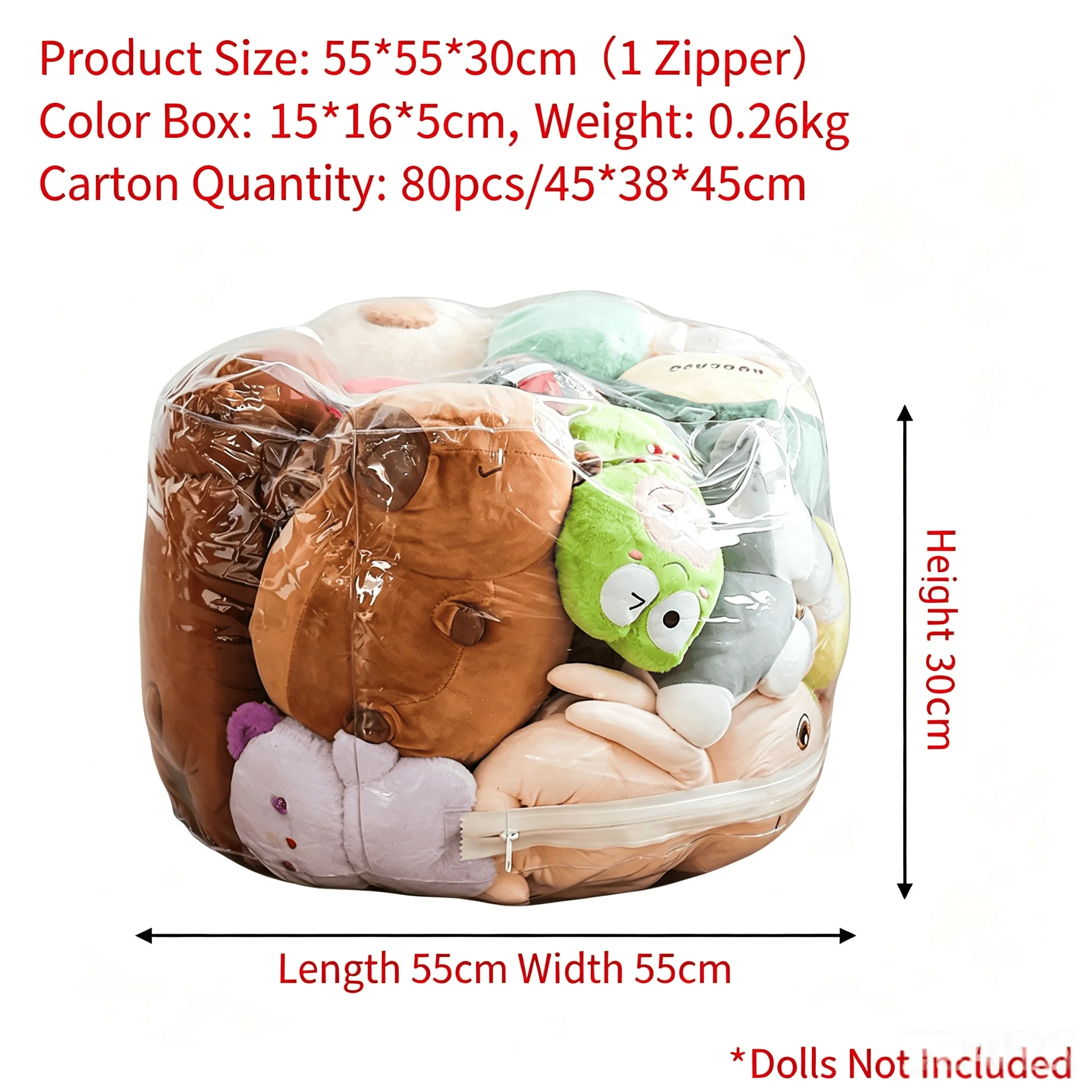 （No dolls included）1 pcs Transparent Inflatable Storage Sofa, Fillable Bean Bag for Plush Toys image 3