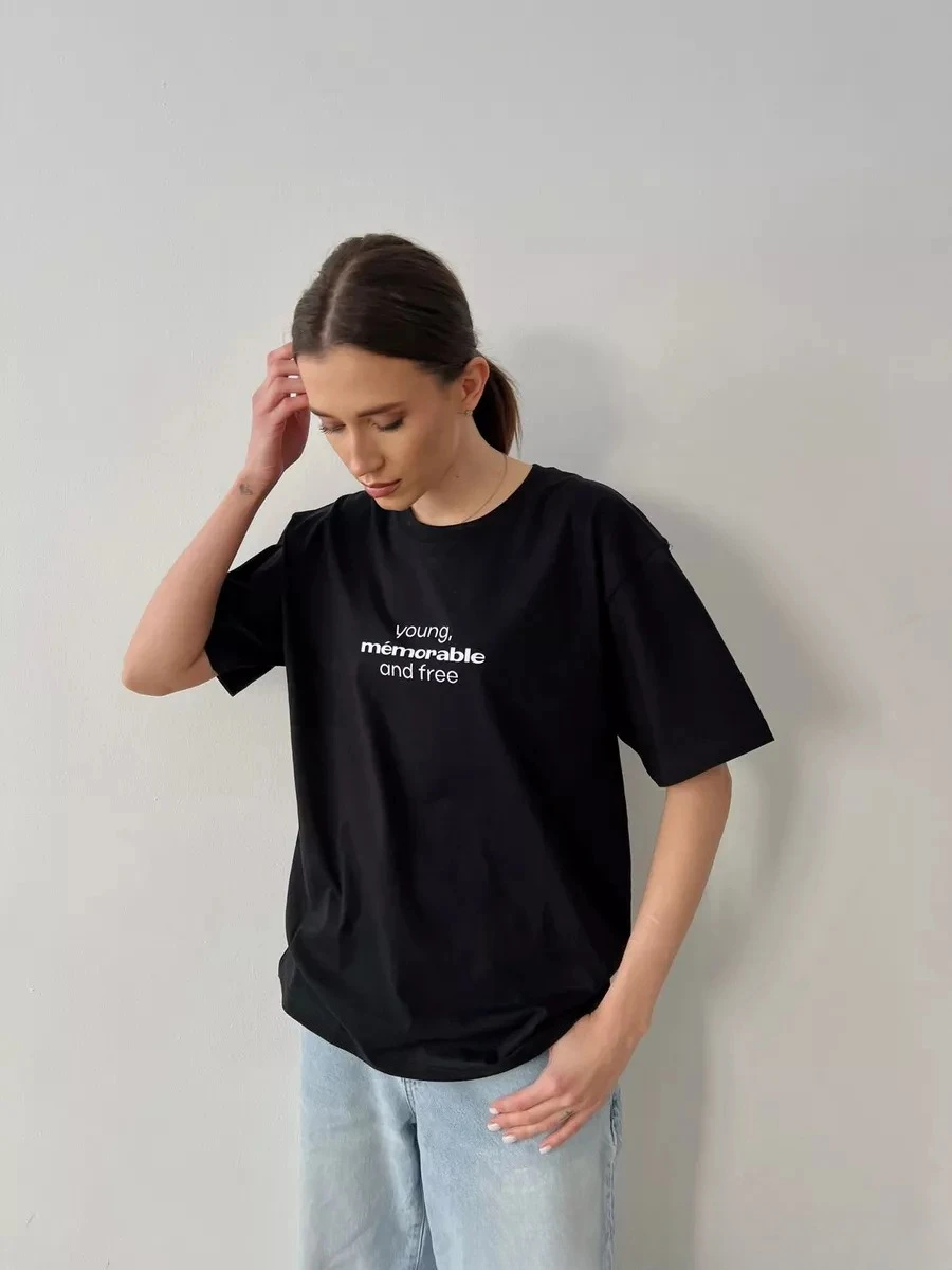 Summer Ins Mid-length Temperament Printed T-shirt Street Personality Women's Letters Versatile Cotton Short-sleeved Top