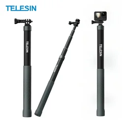 Telesin 1.2M 3M Carbon Fiber Selfie Stick for Gopro Hero13 12 11 10 9 DJI Action 5 4 3 Insta360 Waterproof Lightweight Monopod