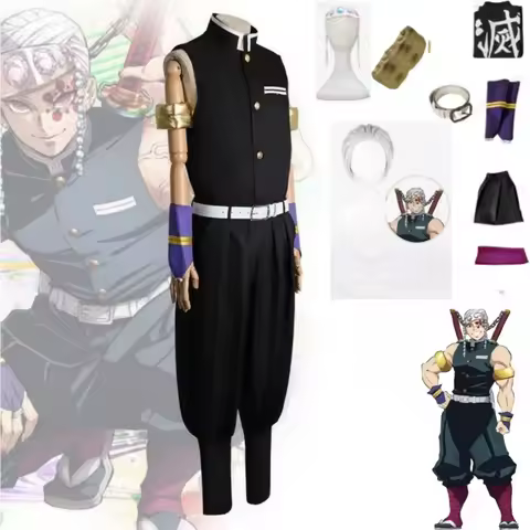 Anime Demon Killer 2 Kimetsu no Yaiba Uzui Tengen Wig Cosplay Headwear Anime Costume Props Headband Carnival Set
