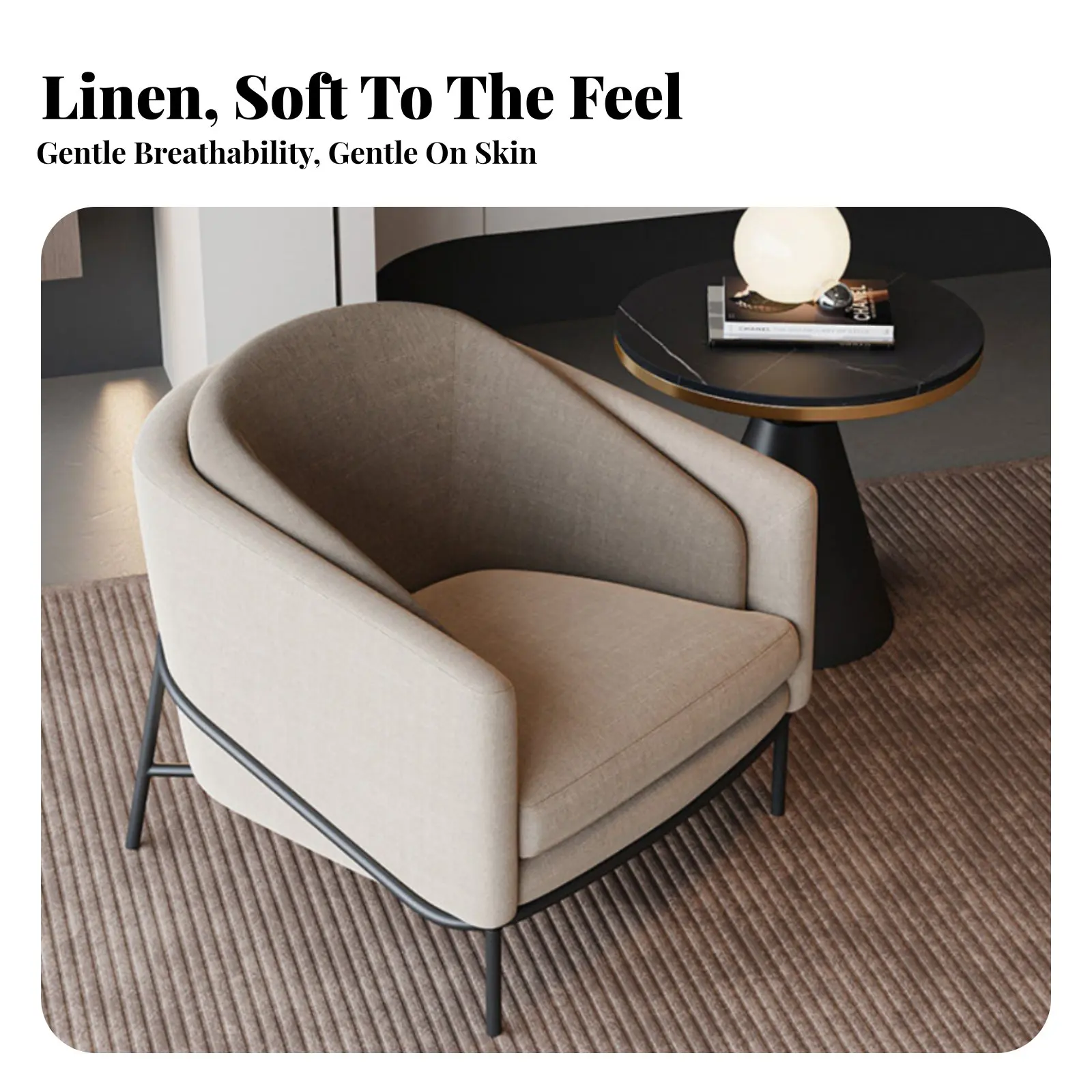 Upholstered Armchair Light Luxury design Upholstered Tub Chair Comfortable Seat Ergonomic Backrest for Readers, Adults, Bedroom - view 4
