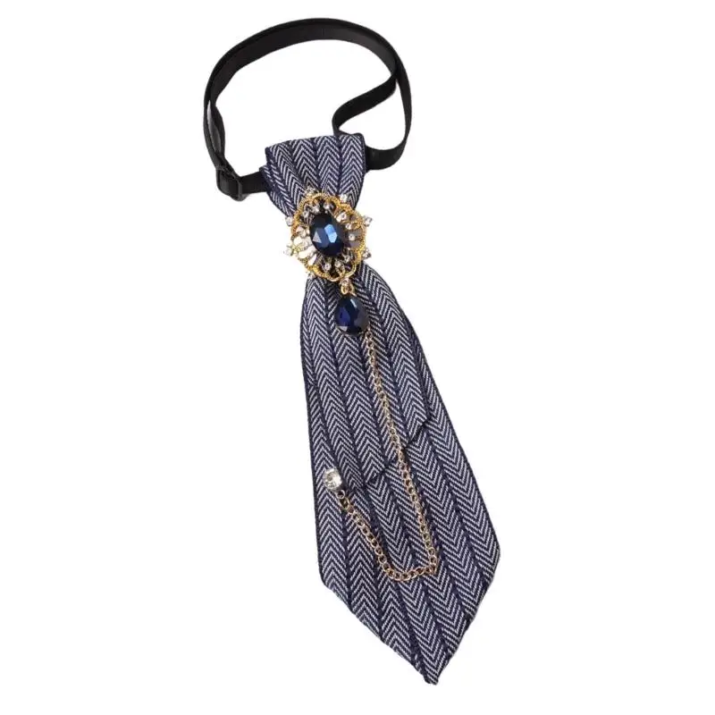 39BD Decorative Easy to Wear Necktie with Jeweled Detail for Stage Outfit Styling