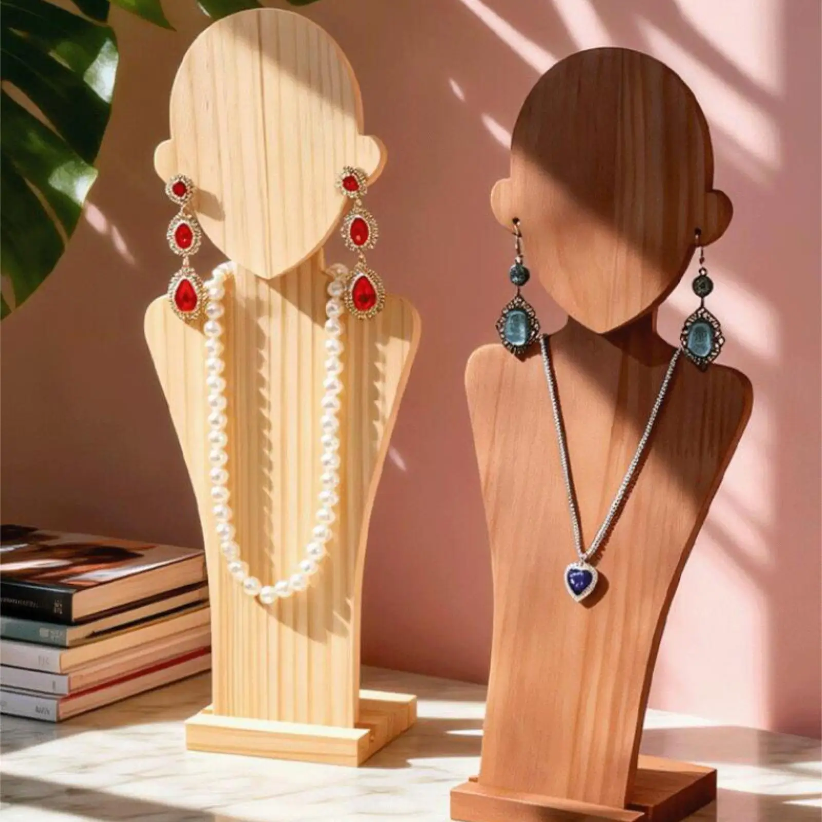 

Durable Wood Jewelry Box Necklace Display Stand Organizer for Earrings Home Store Decor Gift Exhibition Props