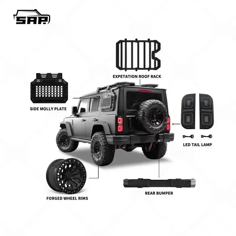 High Quality Automotive Exterior Parts for Baw 212 Accessories Off-Road Upgrade Body Kit Roof Rack Rear Bumper Kit