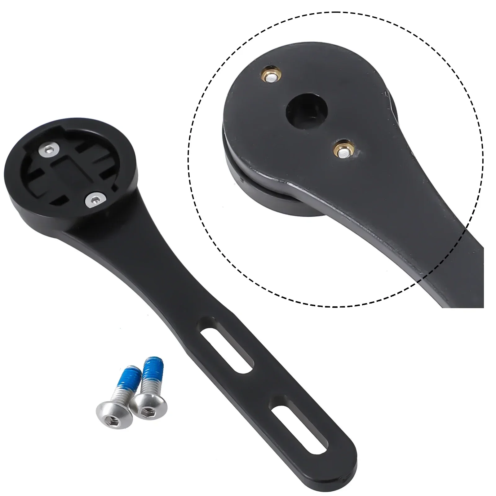 Acessório de bicicleta premium para suporte de computador de guiador integrado para Garmin leve preto 130 mm de comprimento