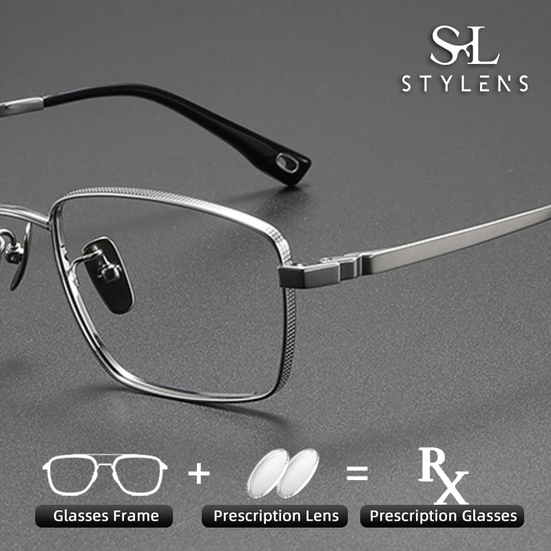 

STYLENS модные ацетатные очки из чистого титана, оптические очки по рецепту, деловые мужские и женские квадратные очки с защитой от синего света для близорукости80929