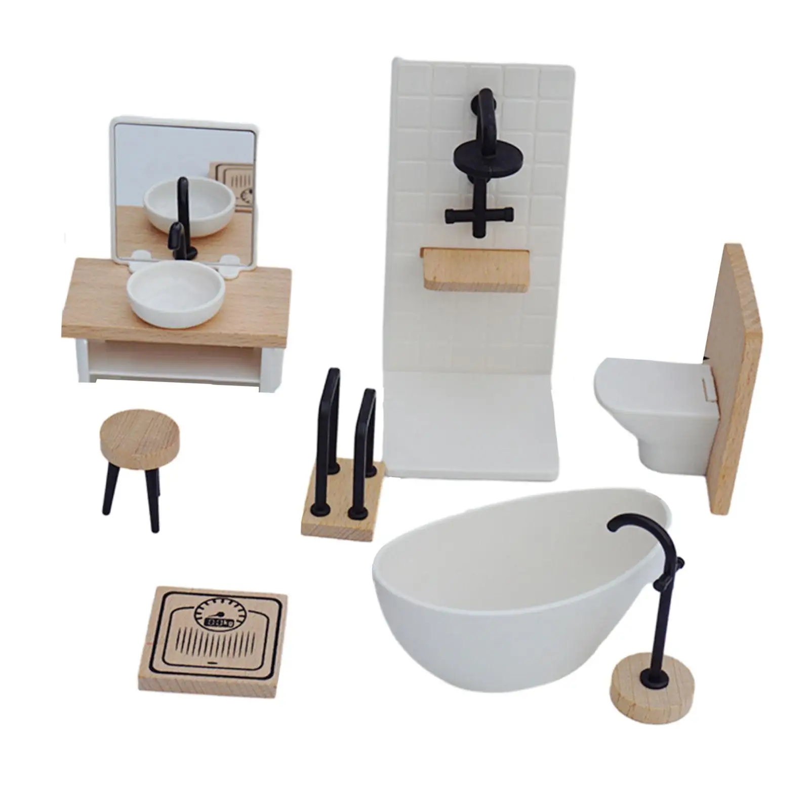 Juego de baño para casa de muñecas, accesorios para fotos, Micro paisaje, vida, decoración de baño, 1/12