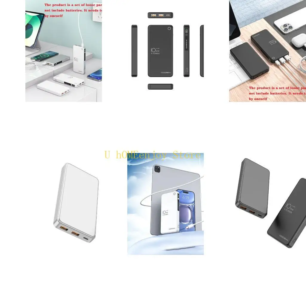 B0KF 22.5W Fast Charging Travel Essential Backup External Battery Pack Holder Case Without Battery For Phones Tablets