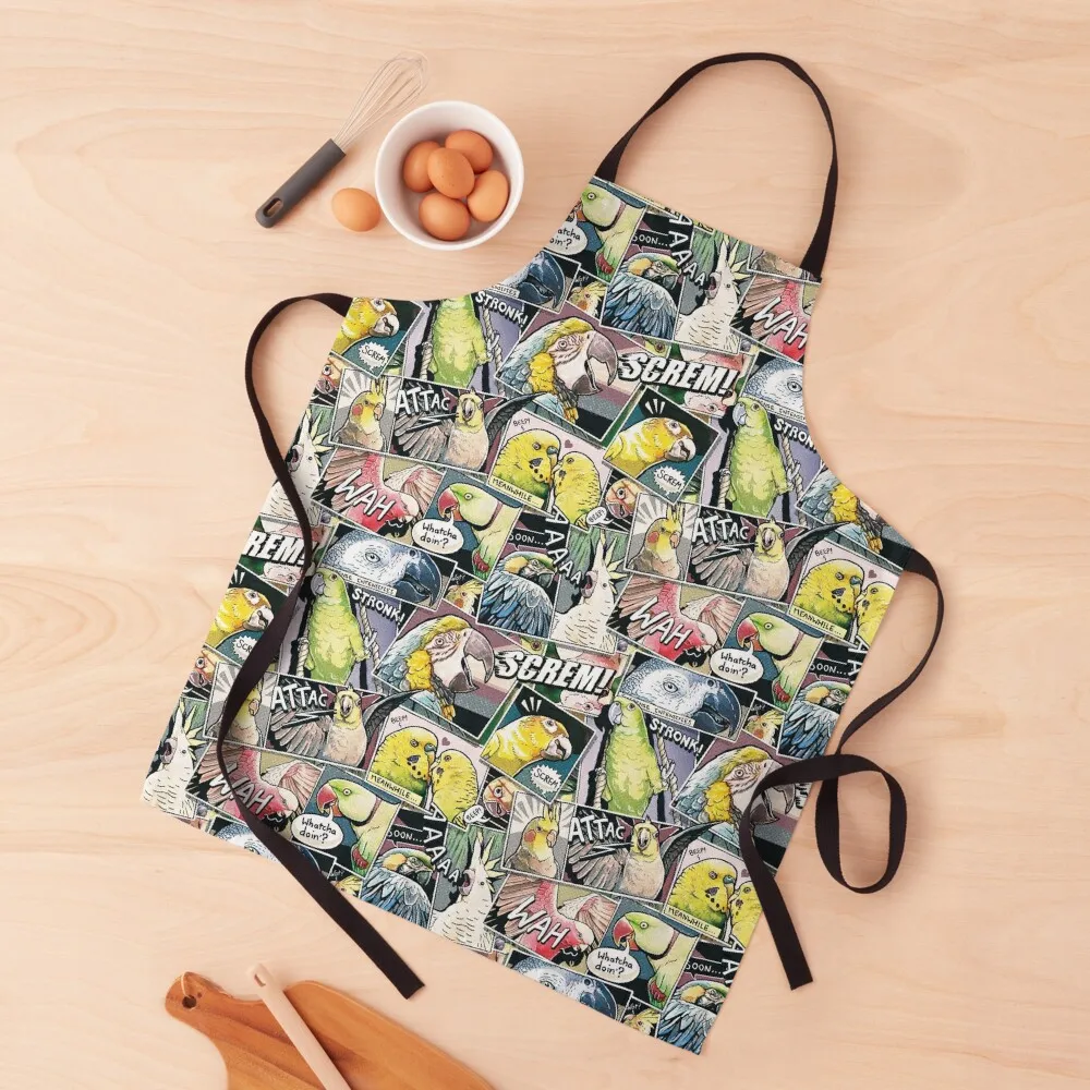 Parrots Comic Style Apron Waterproof with personal logo Apron