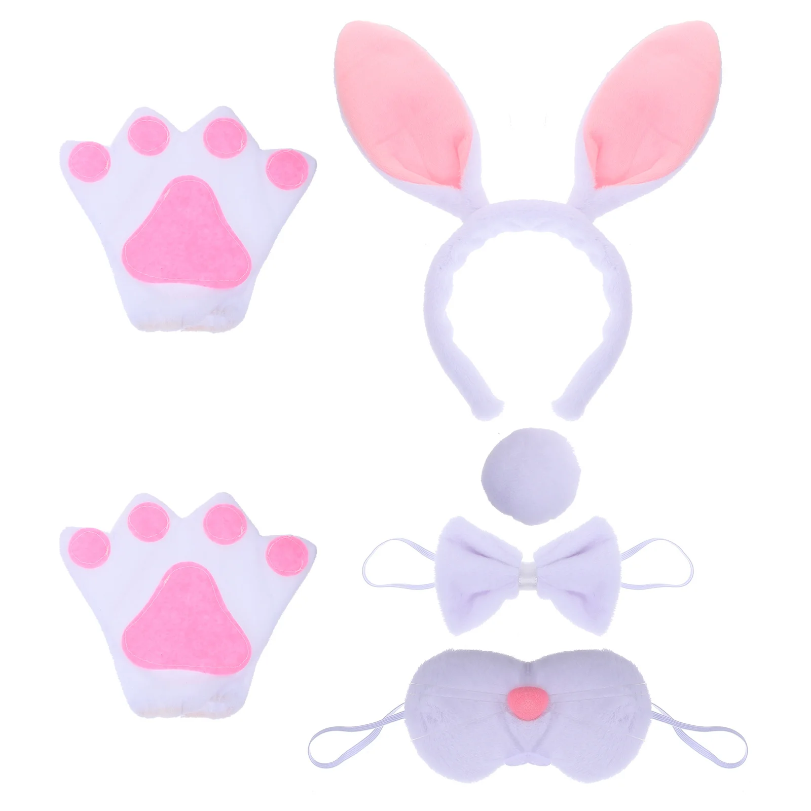 1 set fascia per orecchie di coniglio accessori per costumi da coniglietto pasquale naso papillon coda puntelli cosplay per feste accessori per costumi pasquali