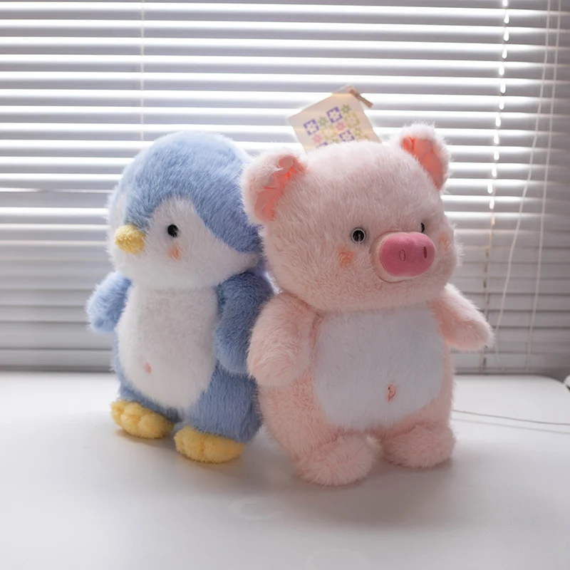 Lindos juguetes de peluche de animales de dibujos animados Kawaii cerdo dinosaurio perro pingüino muñecos de peluche suave divertido juguete de peluche para niños regalos de cumpleaños y Navidad