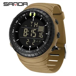 2024 Fashion Sanda 6256 New Electronic Watch Large Dial Outdoor Waterproof Sports Night Light Alarm Clock Multi Functional Men's