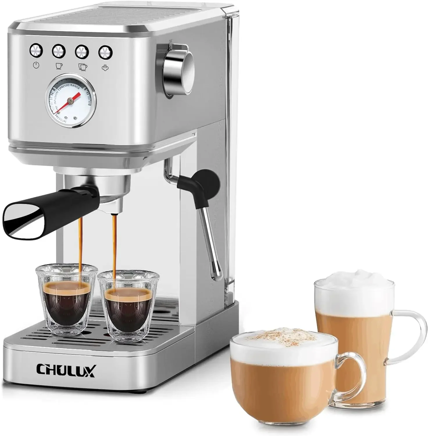 

NEW Slim Espresso Machine with Milk Frother Steam Wand, 20 Bar Professional Pump Semi Automatic Espresso Coffee Machine