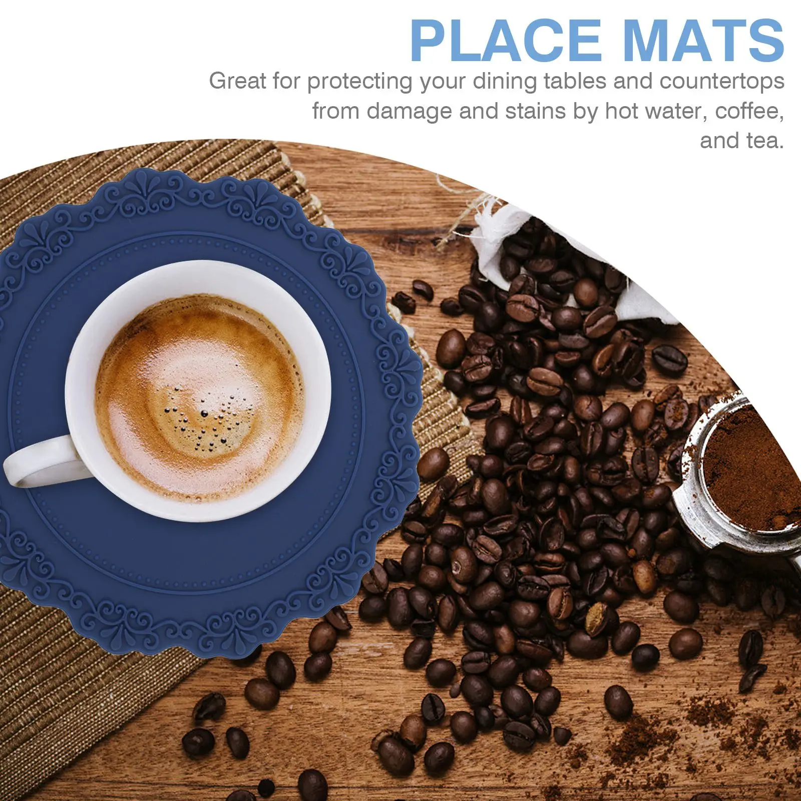 2pcs Deep Embossed Silicone Embossed Table Placemats Kitchen Table Mats Easy Clean Stain Resistant Decor Place Mats