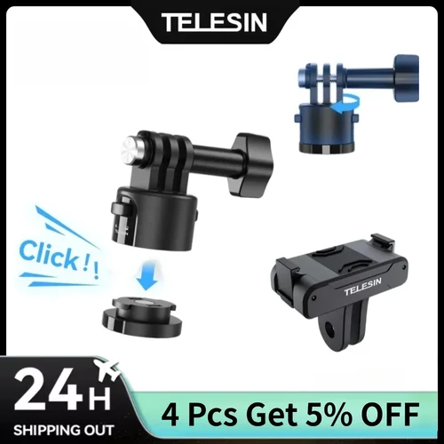 TELESIN Adaptador magnético de liberación rápida para Gopro Hero13 12 11 10 9 8 7 6 DJI OSMO Action 5 4 3 Insta360 X4 ACE Pro Kit adaptador