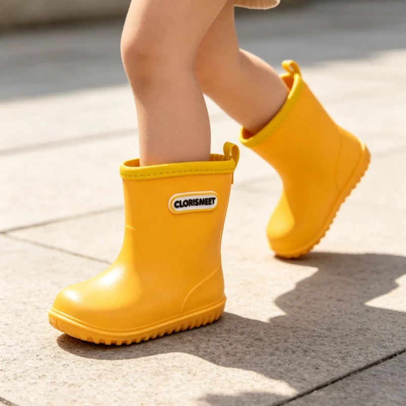 A Pair of Fashionable Rain Boots for Girls, New Autumn Style, Trendy Campus Fashion, Versatile Baby Water Shoes, Lettered Casual Rain Boots for Girls