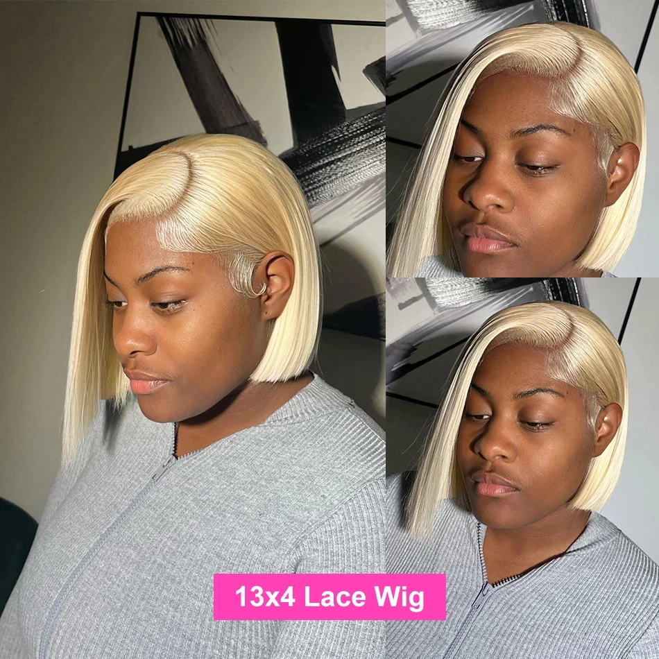 200Density Short Bob Wig 613 Honey Blonde Color Straight Bob Wig 13x4 Lace Front Human Hair Wigs Lace Front Wigs Cheap For Woman