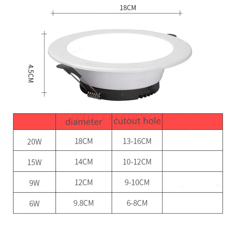 

Led Downlights 5W 9W 12W Led Ceiling Light 15W 18W Recessed Down Light Round Led Panel Light 220V LED Spot Light Indoor Lighting