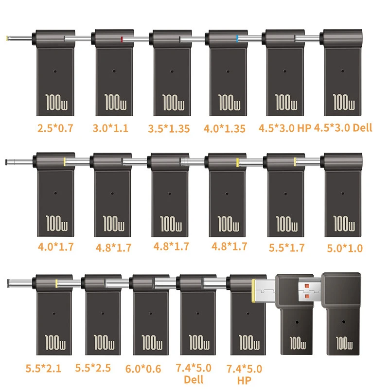 

1PCS TISHRIC Laptop Power Charger Supply Connector Adapter PD 100W 5A USB Type-C Female to DC Male For HP/Lenovo/DELL