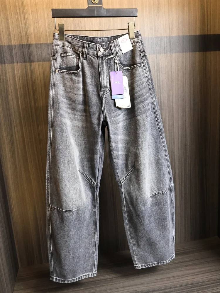 

Повседневные мужские джинсы с прямыми штанинами в стиле ретро, тяжелые американские джинсы со средней талией, модная городская смесь хлопка