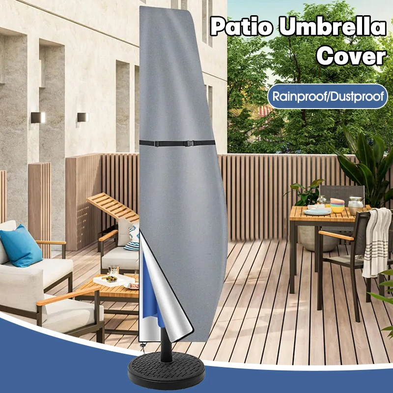 

Waterproof Outdoor Umbrella Cover Anti-UV Dustproof Durable Patio Parasol Protective Cover with Zipper for Garden Sunshade