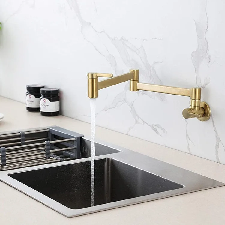 

Brass Double Switch Basin Faucet Kitchen In-Wall Foldable Single Cold Tap Mop Sink Extension Pot Filler Faucet Gold Black Chrome