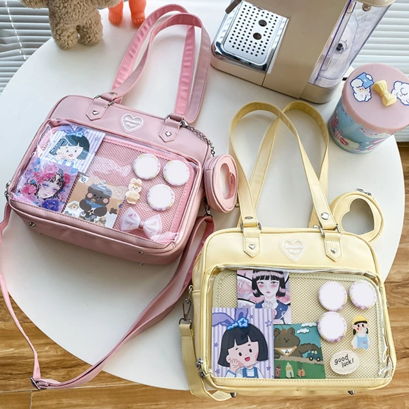 Japanese Harajuku Itabag Girls PU Transparent Bag School Student Handbags Ita Bag Tote JK Uniform Shoulder Crossbody Bag