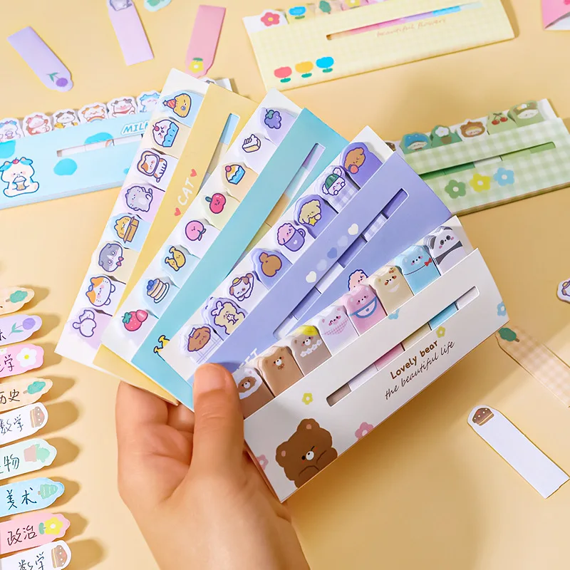 Cartoon Animal Row Station  Memo Pad Cute Ins Girl Heart Index Sticker Learning Memo N Times Sticky Note Book image 3