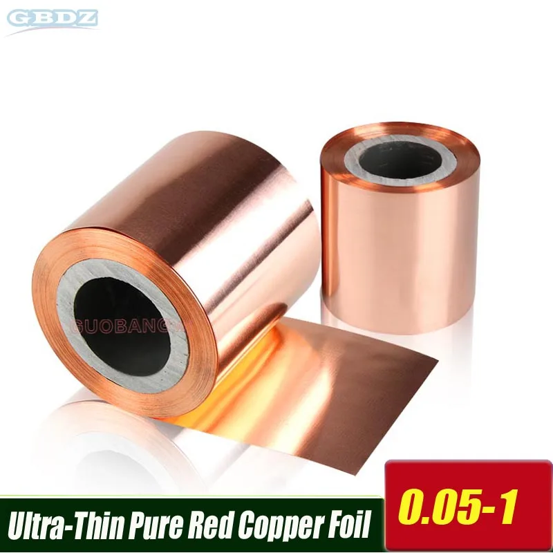 

1M Ultra-Thin Pure Red Copper Foil T2 Copper Tape Roll 0.01-0.05 High Conduction for Grounding/Heatsink Non-Brass Industrial Art