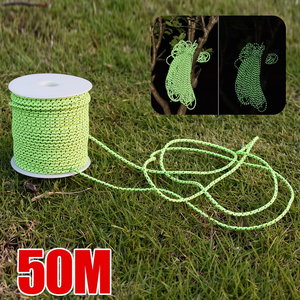 50M Reflective Paracord 2.5mm Parachute Cord Outdoor Camping survival Rope Durable Umbrella Tent Lanyard Strap Clothesline Rope