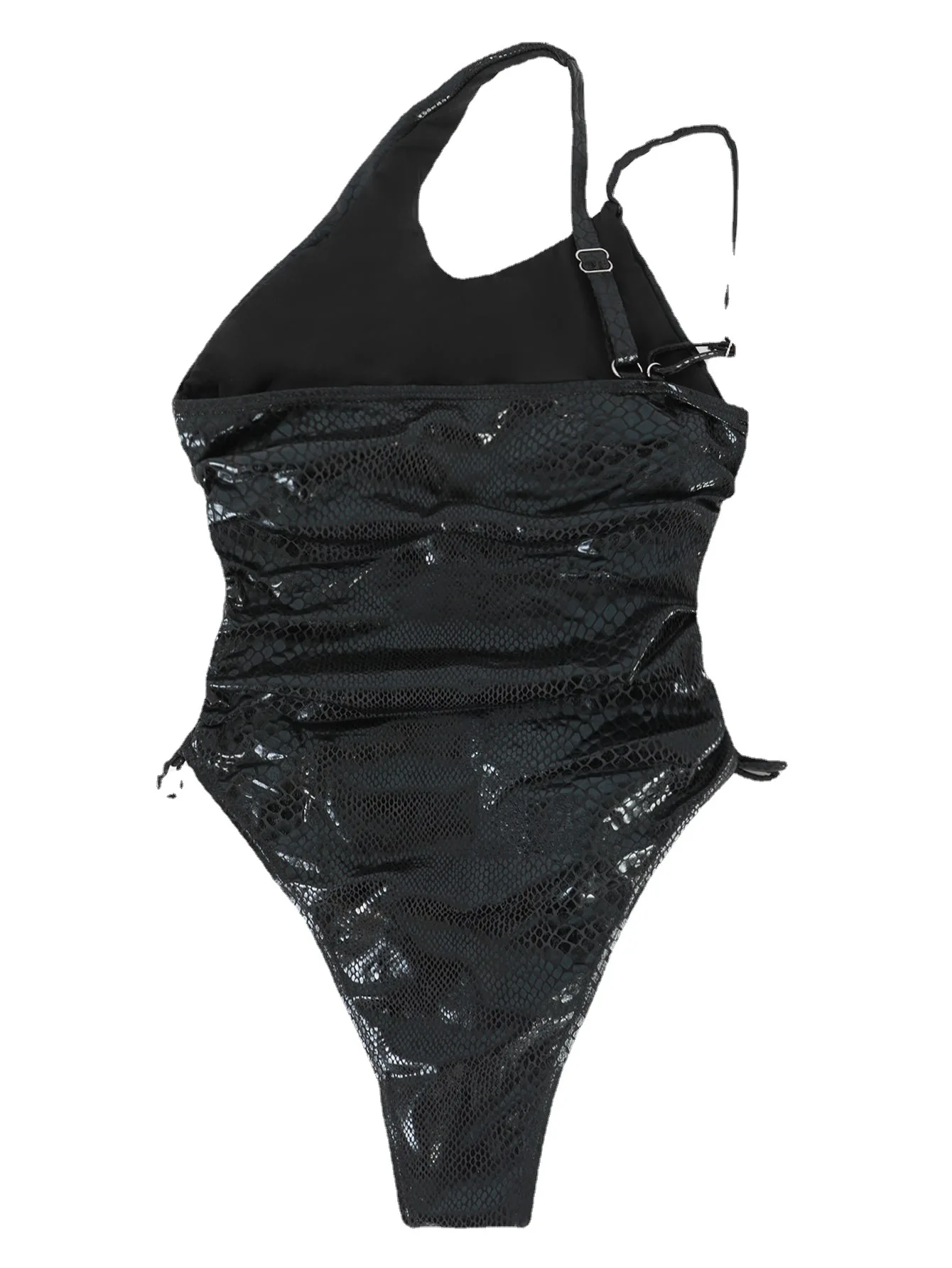 ชุดว่ายน้ําสตรี 2024 ผู้หญิงบิกินี่ One- Piece ชุดว่ายน้ําสีทึบ Backless เซ็กซี่หนึ่งไหล่ Hot Spring ชุดว่ายน้ํา S-L