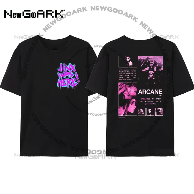 Fashion JINX ARCANE MONKEY Anime T Shirt Men Unisex Cartoon T-shirt Casual Streetwear Graphic Shirt Hip Hop Top Tees