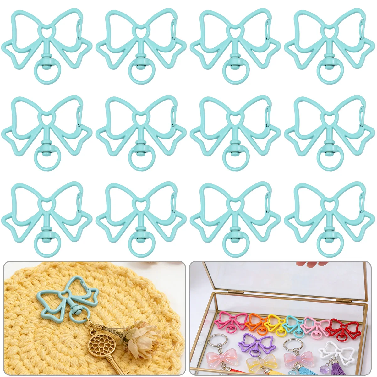 

5/10/20pcs 3*4CM Mint Green Colors Bowknot Shape Spring Lobster Clasps Zinc Alloy Keychain Clasps Hook for Diy Pendant Jewelry